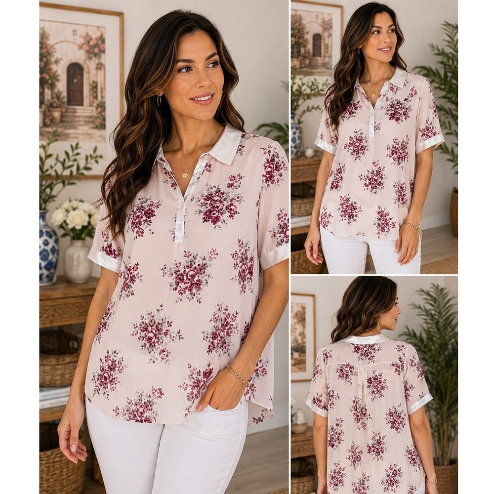 Nanette Lepore Floral Layered Tunic Blouse Cottagecore Romantic Coquette L